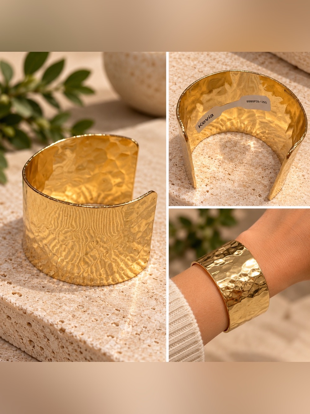 NWT Kevia Hammered Gold-Tone Cuff Bracelet